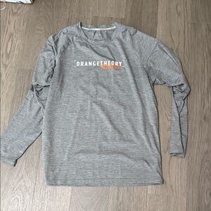 Orangetheory Gray Long Sleeve Performance Tee with Orange Logo